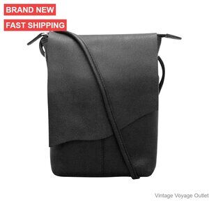 Genuine Leather Mini Crossbody Bag with RFID Blocking Adjustable Strap